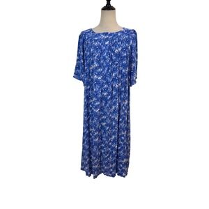Go Softly Patio Muumuu Kaftan Dress Womens L Blue Floral Loungewear Cottagecore